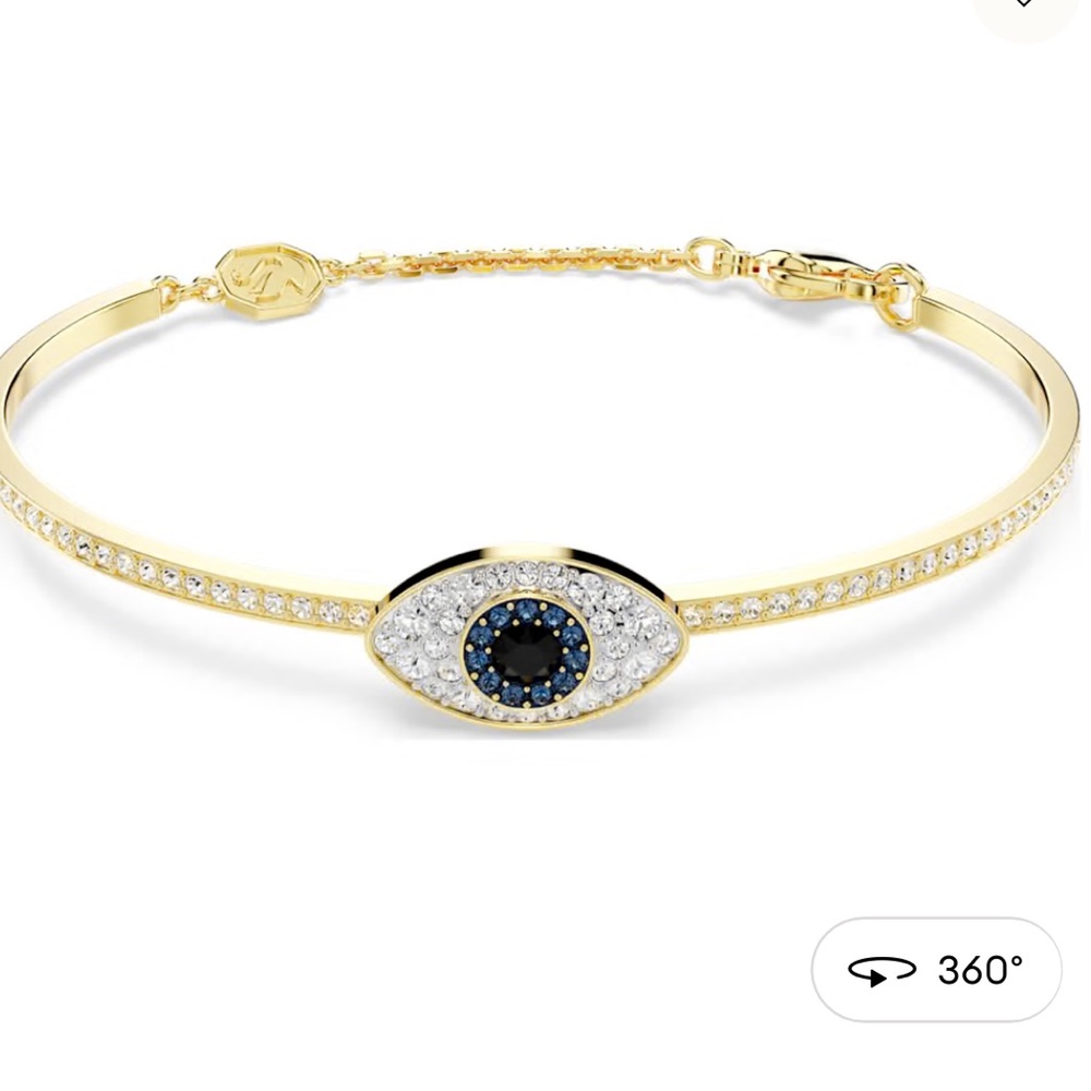 Swarovski Gold Evil Eye Bracelet with Blue and White Accents